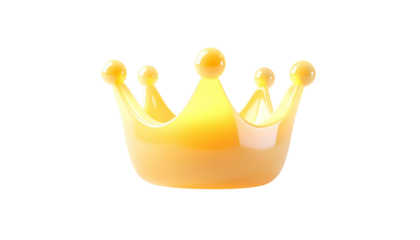 Shiny, golden cartoon crown on a transparent background