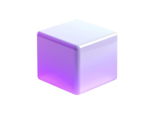 Fototapeta premium Rendered 3D, glossy gradient-colored cube isolated on black backdrop