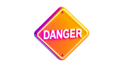 Illuminated diamond-shaped hazard sign with "DANGER" in bright letters