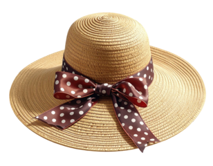 A woven sunhat with a wide brim, ribbon, and bow
