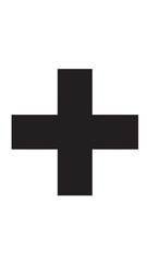 Obraz premium Minimalist black plus sign icon on white background for medical symbol design.