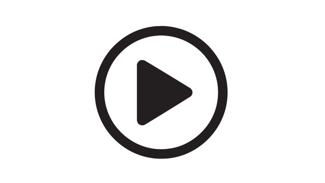 Circular play button icon inside a bold black ring on a white background.