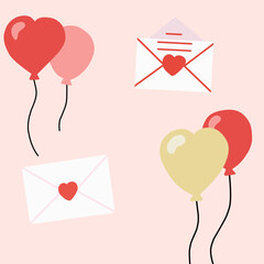 envelope with hearts and ballons