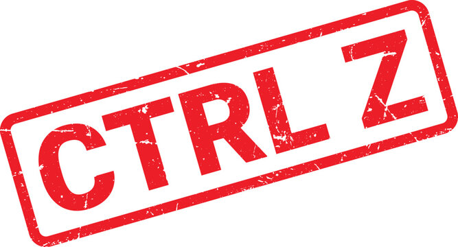 Red Distressed Rubber Stamp Impression with the Text CTRL Z on a White Background