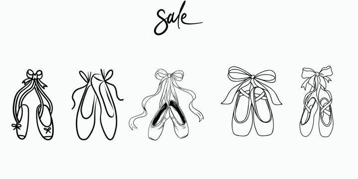 Minimalist Line Art Collection of Ballet Flats with Bows  for Sale