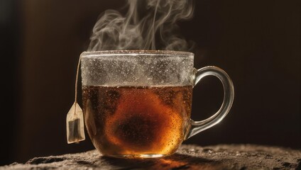 Steaming Cup of Tea with Tea Bag Infusion.
