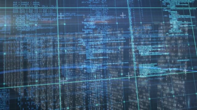 Animation of data processing in blue data over servers