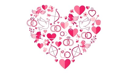 Valentine's Day Concept Heart of Romantic Icons