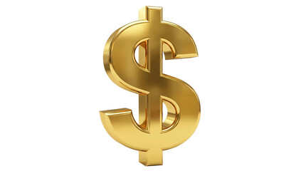 Golden Dollar Sign in Luxurious Shiny Finish with Bright Lighting on Isolated White Background for Finance Advertising