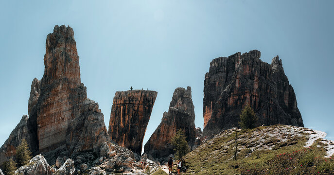 Cinque Torri di Lavaredo in the Dolomites, Summer Hiking in Italy