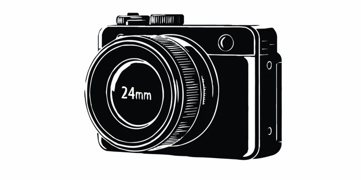 Vector flat style illustration of camera, Photo camera in flat style. Vector. design pattern collection set of professional DSLR photo camera body with zoom lens in various angles isolated white backg