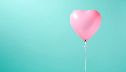 A minimalist Valentine's Day background material with pink heart balloons floating on a clean background