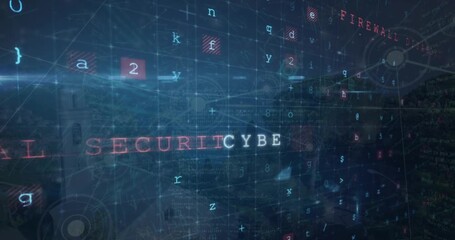 Animation of cyber attack warning text and data processing - Powered by Adobe