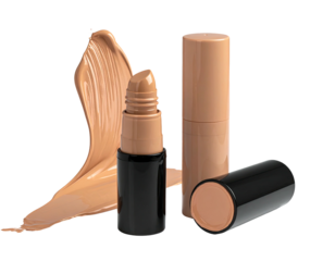 Makeup product with swatches, and two sticks