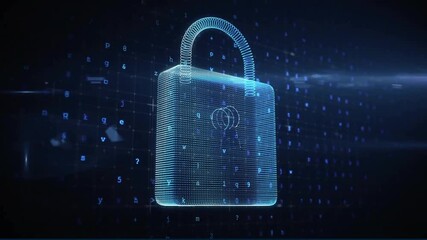 Animation of data processing over online security padlock - Powered by Adobe