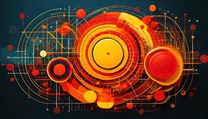 Abstract Technology Circuit Board Design with Vibrant Colors.