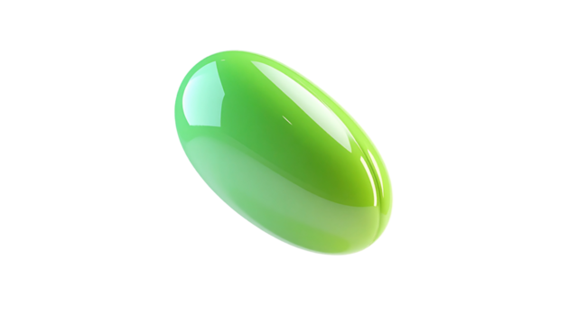 Smooth, glossy, green capsule isolated against a stark black background - Powered by Adobe