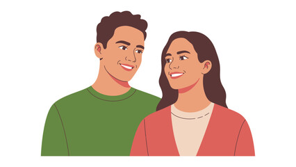 Fototapeta premium Affectionate Glance: A smiling couple, their eyes locked in a shared moment of tenderness and affection, embodies the depth of their relationship. 