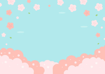 手描き風でかわいい春の桜背景イラスト