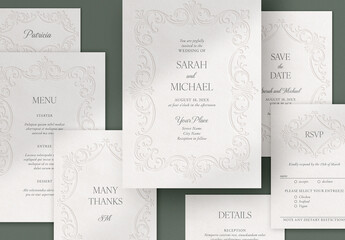 Wedding Suite with Ornate Decorative Debossed Elements