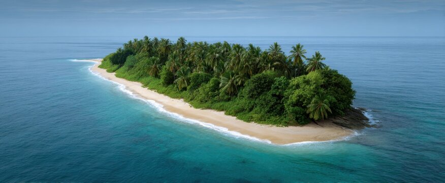 the remote tropical island boasts beautiful sandy beaches and vibrant lush greenery - Powered by Adobe