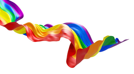 Rainbow flag on transparent background Pride month banner 3D render