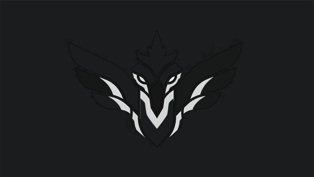 Intriguing wolf-like emblem design with sharp, stylized features and bold contrast.