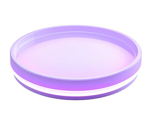 A glowing, cylindrical, empty, pastel-colored dish on black