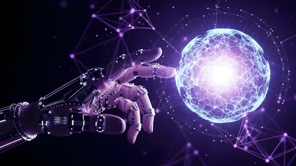 A glowing digital illustration of a microscope merges with a blue world map and wide web design to represent technology and energy across the earth and starry galaxy universe