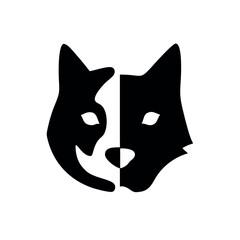 Obraz premium Artistic Dog Face Illustration Combined with Cat Style Features On white Background Vector illustration