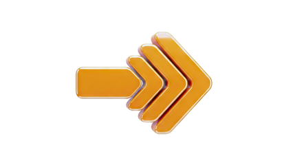 Glossy Orange Triple Arrow Symbol