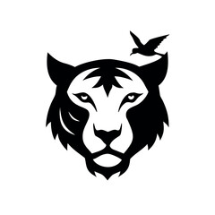 Fototapeta premium Creative tiger face artwork with bold animal expression and artistic style On white Background Vector illustration