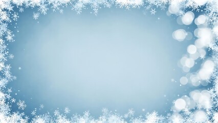 Snowflakes falling on blue background with bokeh lights falling snow winter