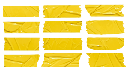 Yellow Crinkled Paper Texture Collection in Bright Vibrant Color with Rough Edges for Graphic Design