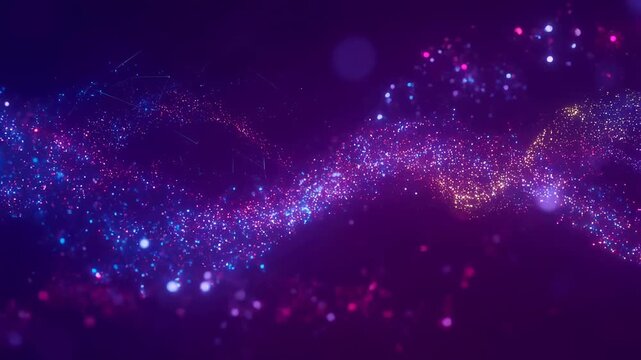 Colorful abstract light particles flowing in a wave pattern. Represents digital creativity, innovation, and modern technology in visual design