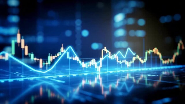 Abstract financial chart with uptrend line graph, stock market data analysis.