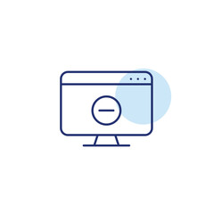 Minus on computer. Remove user or profile picture. Restrict access. Pixel perfect, editable stroke vector icon