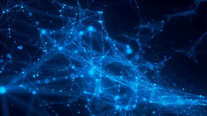 Abstract digital network connections with glowing blue nodes. Visual representation of data flow and technology in a modern digital landscape - Powered by Adobe
