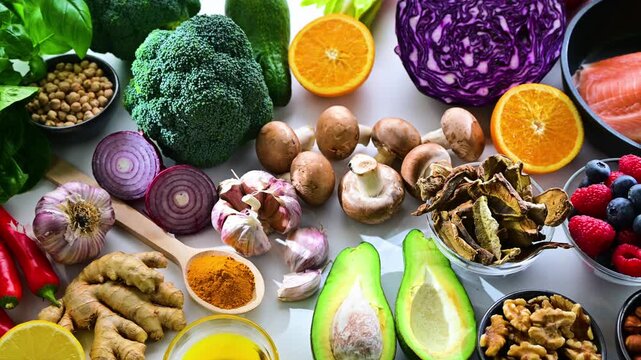 Foods representing anti-inflammatory diet.