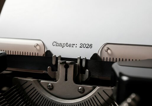 Vintage typewriter with Chapter 2026 on paper, writing concept