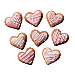 heart shaped cookies isolated on transparent background 
