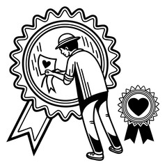 vector illustration of a man and woman with a banner