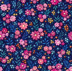 Flower Collection - Floral Scatter - Midnight Blue