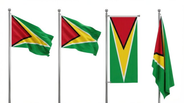 flag of guyana render isolated on white background