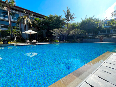 Poolside view of Hilton Garden Inn in Bali, Indonesia 2023 Mar.18
