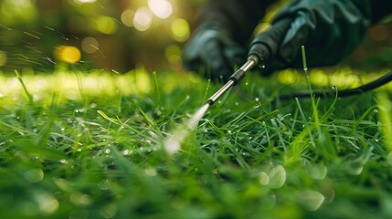 Expert pest control application on lush green lawn for optimal pest management solutions