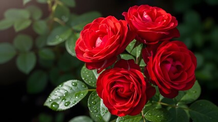 Vibrant red roses in full bloom