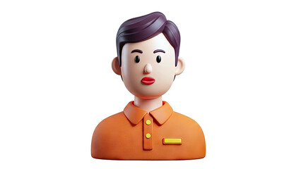 3D Male Avatar in Orange Polo Shirt