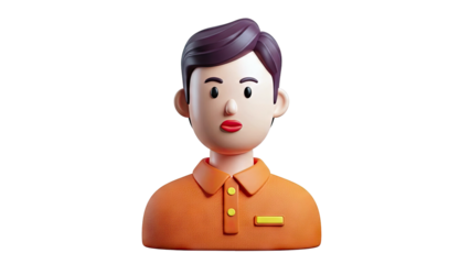 3D Male Avatar in Orange Polo Shirt