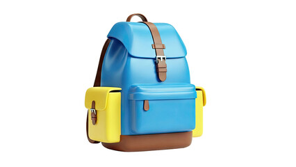 3D Render of a Blue Backpack with Yellow Pockets